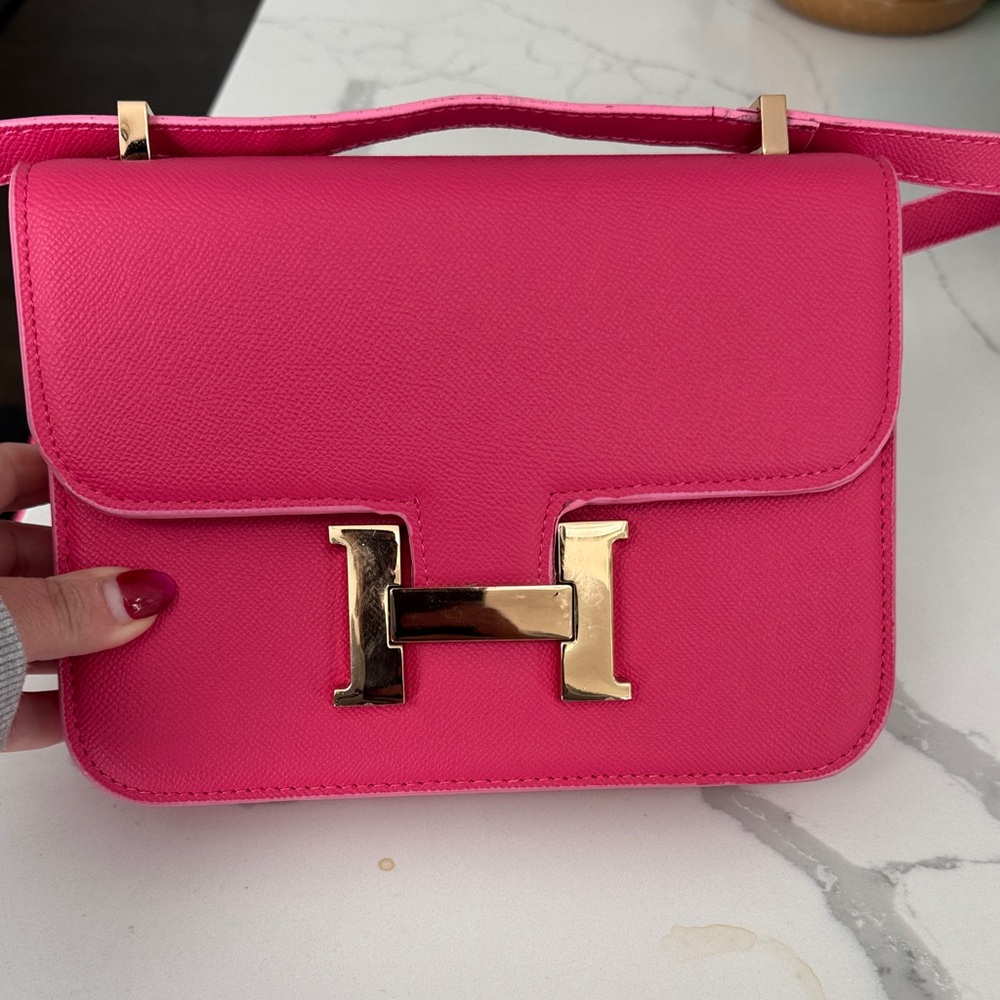 Pink Leather Shoulder Bag